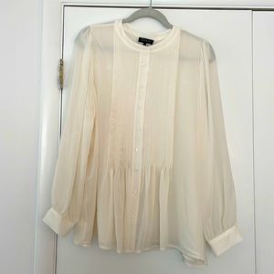 1. State Pintuck Yoke Button-Up Blouse